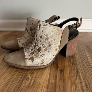 Chocolat Blu Anita Genuine Calf Hair Heeled Mules Size 40